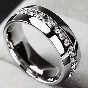 New Women's Men Diamond Stainless Steel Ring